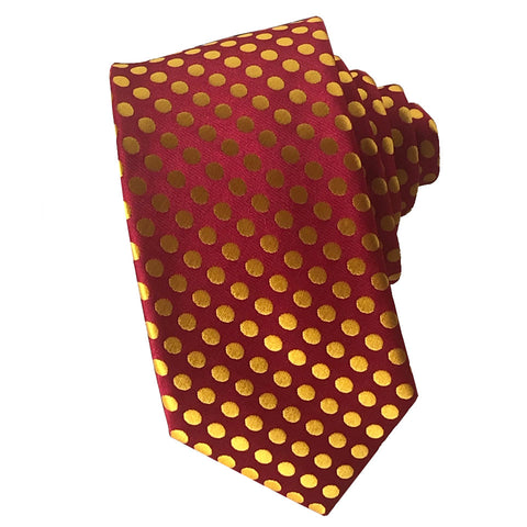 Red Necktie with Gold Polka Dots
