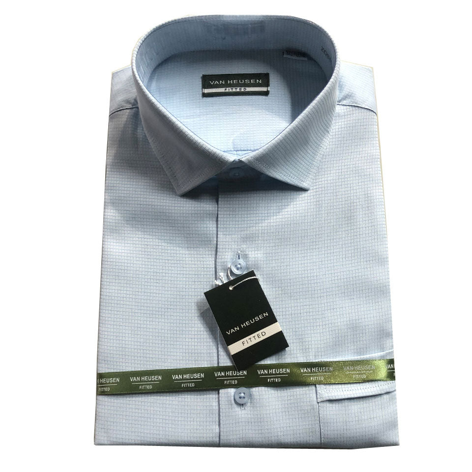 slim fit dress slacks Van Heusen Light Blue Self Pattern Long Sleeve Fitted Shirt – Bradford  Trading Limited