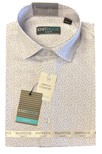 Knitridge Printed Stretch Comfort Long Sleeve Shirt - White