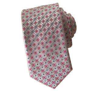 Light Pink & Dark Pink Necktie with Silver Diamond Pattern