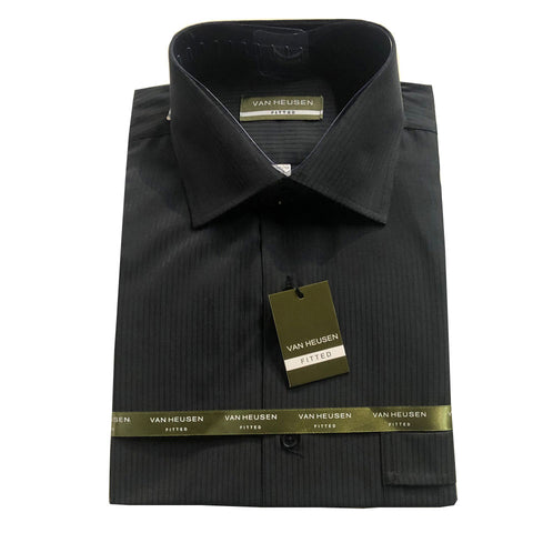Van Heusen Black Self Stripe Fitted Long Sleeve Shirt