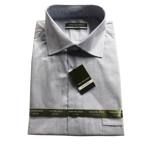 Van Heusen Light Blue Dot Pattern Fitted Long Sleeve Shirt