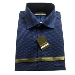 Van Heusen Navy Blue Polka Dot Fitted Long Sleeve Shirt