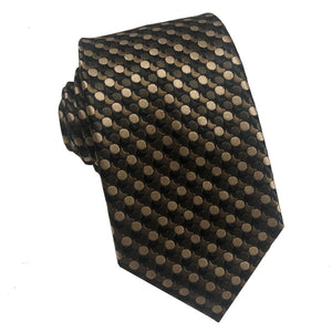 Brown, Black & Khaki Polka Dot Necktie