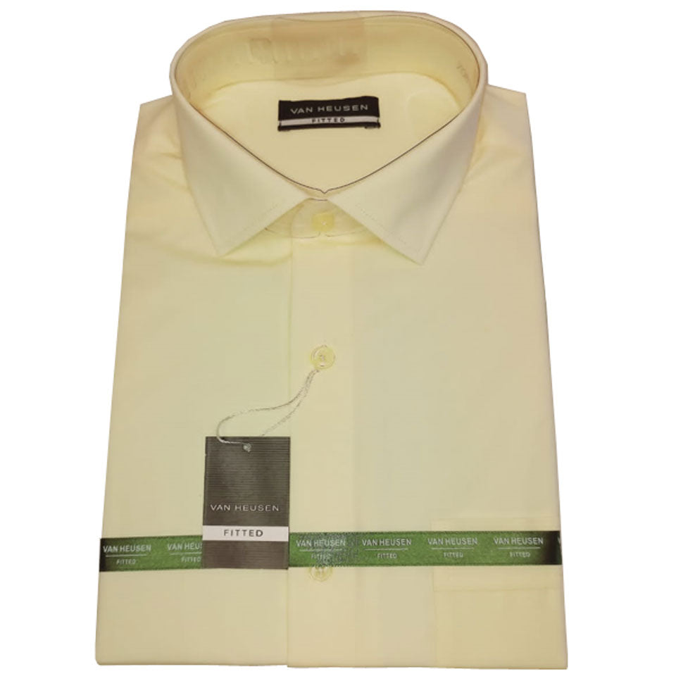 Van Heusen Fitted or Standard Fit Solid Long Sleeve Shirt in Cream