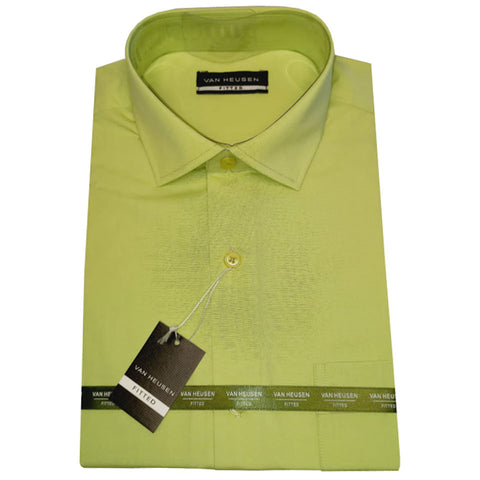 Van Heusen Fitted or Standard Fit Solid Long Sleeve Shirt in Lime