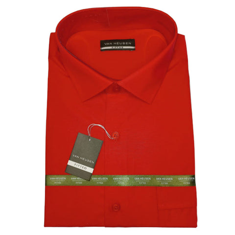 Van Heusen Fitted or Standard Fit Solid Long Sleeve Shirt in Red