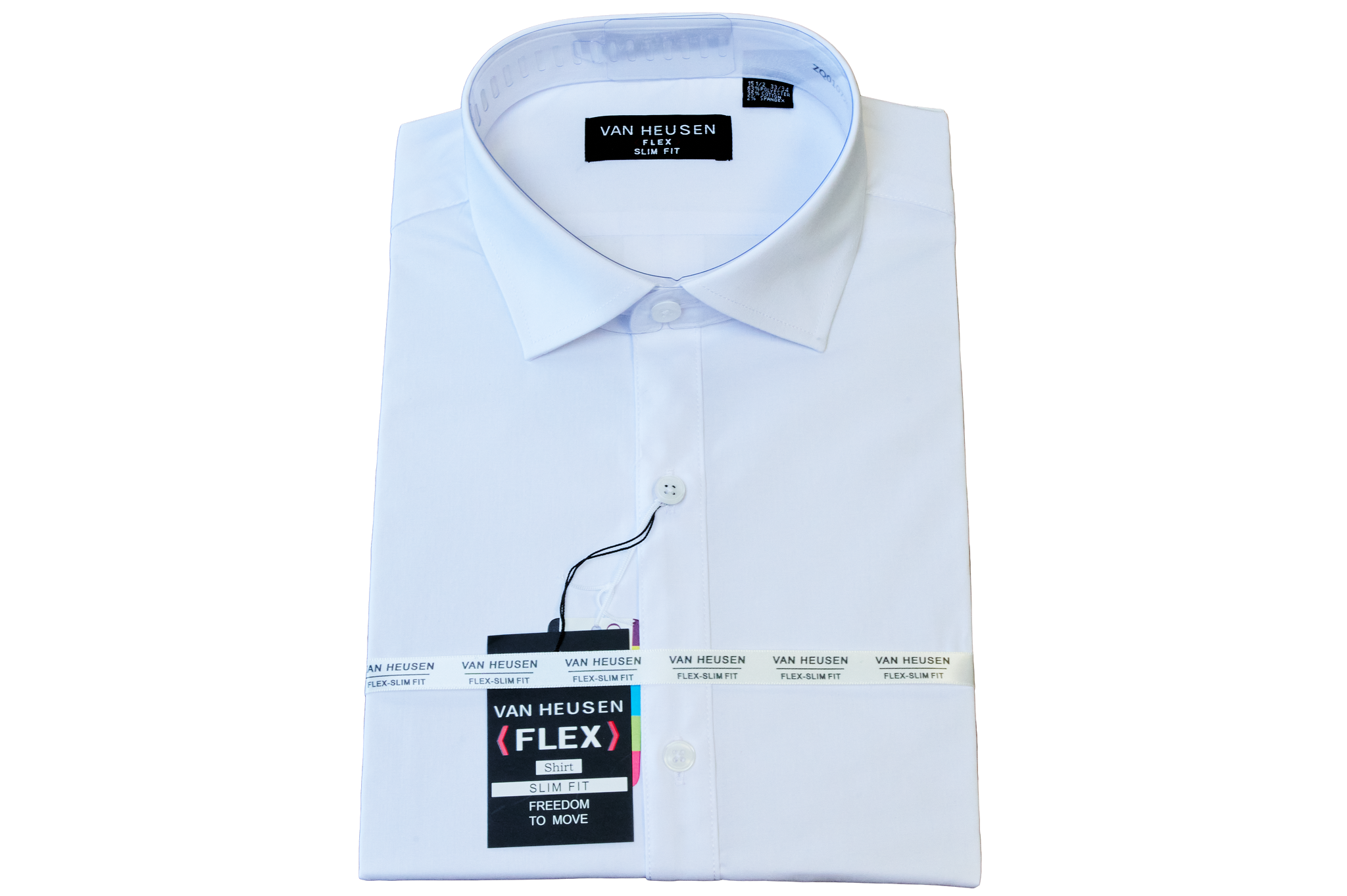 Van Heusen Plain White FLEX Slim Fit Long Sleeve Shirt Bradford